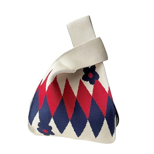 WEOKDFHA Knoten-Handgelenktasche Handgefertigte Strickhandtaschen for Damen, Knoten-Handgelenktasche, lässige kleine Tragetasche for Mädchen, wiederverwendbare Einkaufstaschen(White-A) von WEOKDFHA