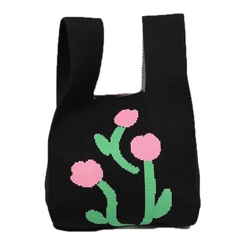 WEOKDFHA Knoten-Handgelenktasche Handgefertigte gestrickte Handtasche, Einkaufstasche, Knoten-Handgelenktasche for Frauen und Mädchen, wiederverwendbare Einkaufstaschen(Cloor-07) von WEOKDFHA