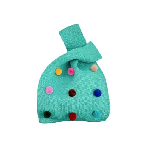 WEOKDFHA Knoten-Handgelenktasche Mini wiederverwendbare Farbball-Einkaufstaschen, Schultertasche, handgefertigte Tragetasche, gestrickte Handtasche, Knoten-Handgelenktasche(Green) von WEOKDFHA