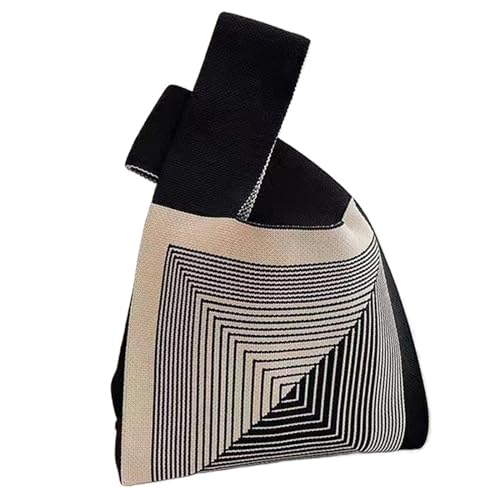 WEOKDFHA Knoten-Handgelenktasche Modische handgefertigte Strickhandtaschen for Damen, Mini-Knoten-Handgelenktasche, lässige Einkaufstasche, wiederverwendbare Einkaufstaschen(Color-1) von WEOKDFHA