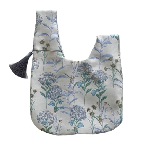 WEOKDFHA Knoten-Handgelenktasche Quasten-Handgelenktasche, Quasten-Anhänger, Stickerei, Hanfu-Handtasche, ATemperament, einfache Geldbörse, Handtaschen, kleine Geschenktasche(Blue) von WEOKDFHA