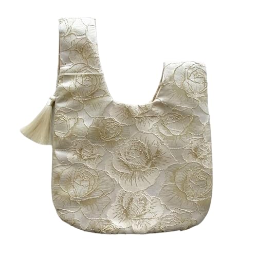 WEOKDFHA Knoten-Handgelenktasche Quasten-Handgelenktasche, Quasten-Anhänger, Stickerei, Hanfu-Handtasche, ATemperament, einfache Geldbörse, Handtaschen, kleine Geschenktasche(Champagne) von WEOKDFHA