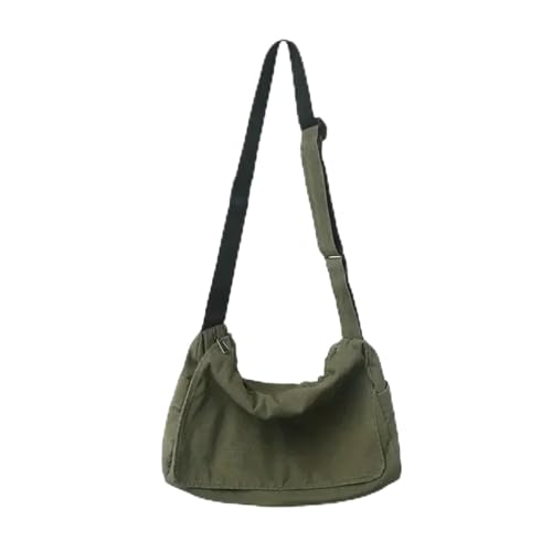 WEOKDFHA Messenger Bag Drapierte Umhängetasche For Damen, Literarisches Klassenzimmer, Gewaschene Canvas-Tasche, Lässige For Herren(Green) von WEOKDFHA