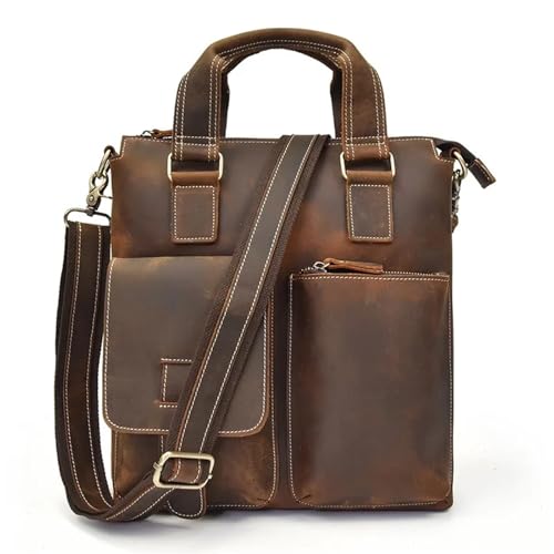WEOKDFHA Messenger Bag Herren Leder Vintage Business Pendler Aktentasche Handtasche Schulter Messenger Bag Wasserdichter Stoff von WEOKDFHA