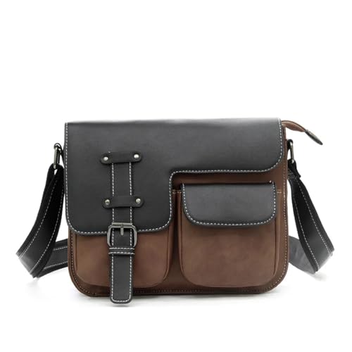 WEOKDFHA Messenger Bag Herren-Tasche aus mattiertem Leder, einzelne Schulter, mehrere Taschen, Business, kleine Tasche, Posttasche, lässige Retro-Kuriertaschen(Brown) von WEOKDFHA