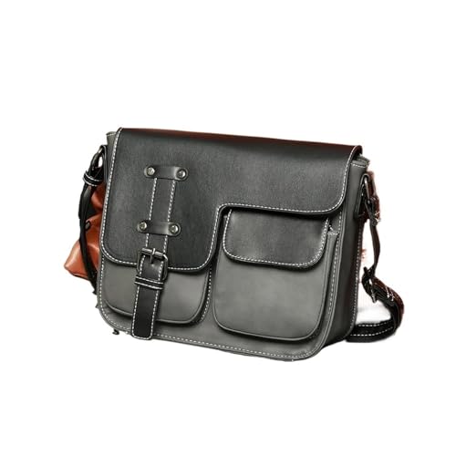 WEOKDFHA Messenger Bag Herren-Tasche aus mattiertem Leder, einzelne Schulter, mehrere Taschen, Business, kleine Tasche, Posttasche, lässige Retro-Kuriertaschen(GRAY) von WEOKDFHA