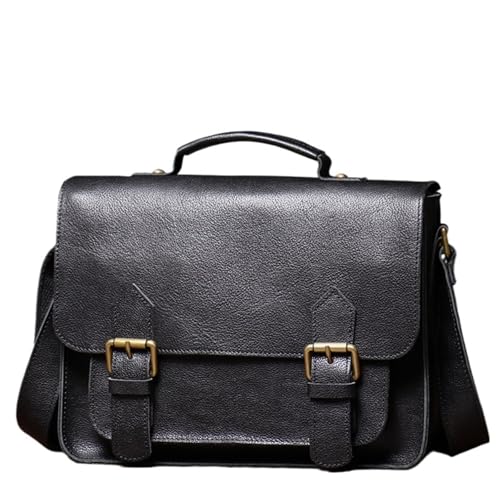 WEOKDFHA Messenger Bag Herren Umhängetasche Damen Leder Handtasche Schultertasche Vintage(Black) von WEOKDFHA