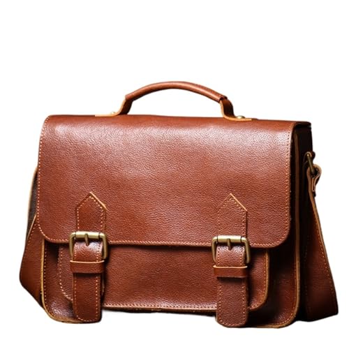 WEOKDFHA Messenger Bag Herren Umhängetasche Damen Leder Handtasche Schultertasche Vintage(Brown) von WEOKDFHA