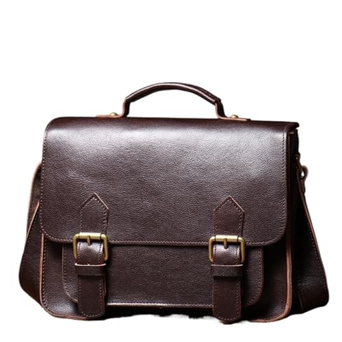 WEOKDFHA Messenger Bag Herren Umhängetasche Damen Leder Handtasche Schultertasche Vintage(Dark Coffee) von WEOKDFHA