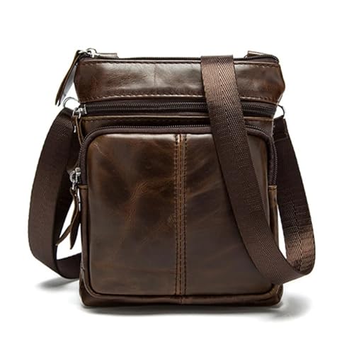WEOKDFHA Messenger Bag Kleine Messenger Umhängetasche Männer Tasche Aus Echtem Leder Handtasche Kreuz Körper Männlichen for Hit Seite Vintage Sac Bolso Bolsa(Coffee) von WEOKDFHA