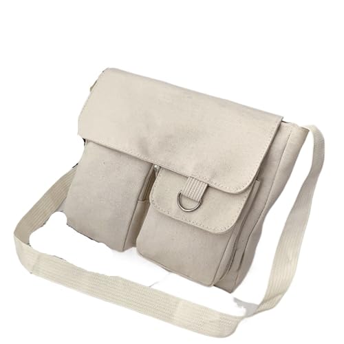 WEOKDFHA Messenger Bag Leinwand Diagonal Kreuz Tasche Casual Frauen Große Kapazität Schulter Einfarbig Damen Messenger Taschen(Nature) von WEOKDFHA