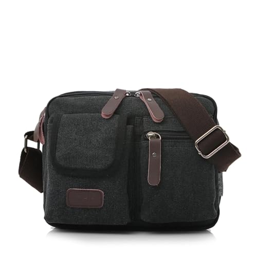 WEOKDFHA Messenger Bag Leinwand Tasche männer Schulter Taschen Retro Casual Umhängetasche Männer Handtaschen Bolsos De Hombre Reise Umhängetaschen(Black) von WEOKDFHA