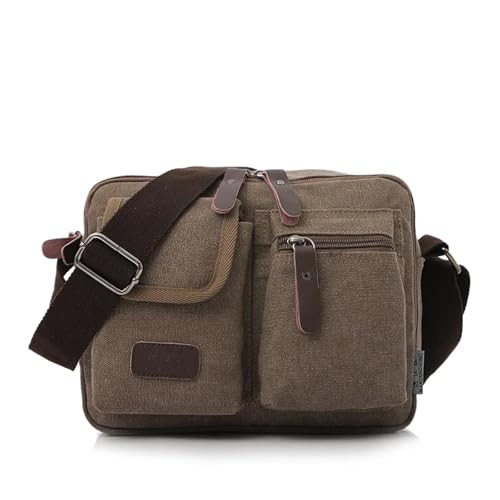 WEOKDFHA Messenger Bag Leinwand Tasche männer Schulter Taschen Retro Casual Umhängetasche Männer Handtaschen Bolsos De Hombre Reise Umhängetaschen(Dark Brown) von WEOKDFHA