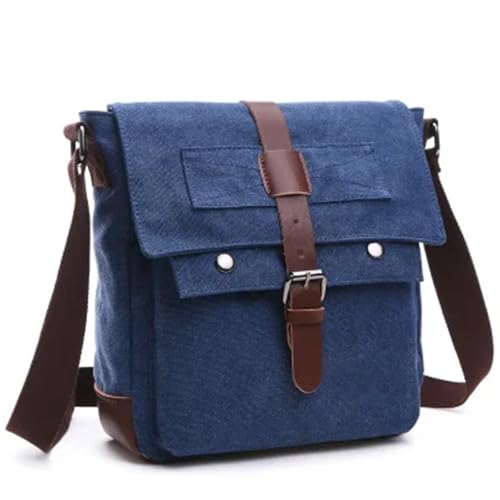 WEOKDFHA Messenger Bag Männer Business Messenger Taschen for Schulter Tasche Leinwand Umhängetasche Pack Retro Casual Büro Reisetasche Vintage(Dark Blue small) von WEOKDFHA