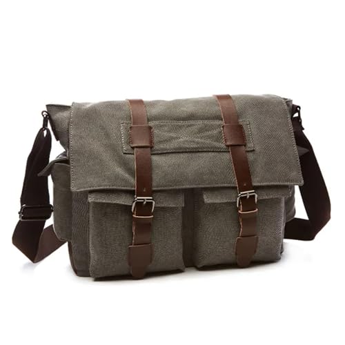 WEOKDFHA Messenger Bag Männer Business Messenger Taschen for Schulter Tasche Leinwand Umhängetasche Pack Retro Casual Büro Reisetasche Vintage(Gray big) von WEOKDFHA