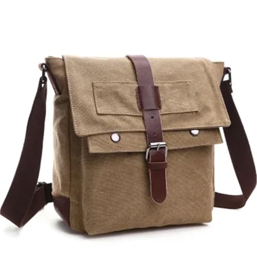 WEOKDFHA Messenger Bag Männer Business Messenger Taschen for Schulter Tasche Leinwand Umhängetasche Pack Retro Casual Büro Reisetasche Vintage(Khaki small) von WEOKDFHA