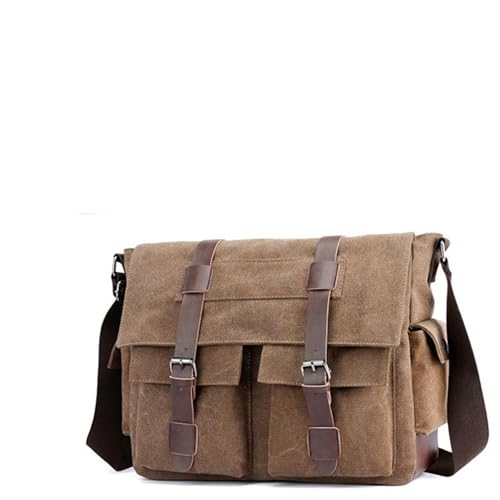 WEOKDFHA Messenger Bag Männer Vintage Leinwand Tasche Casual Umhängetasche for Messenger Mann Reise Schulter Taschen(Brown) von WEOKDFHA