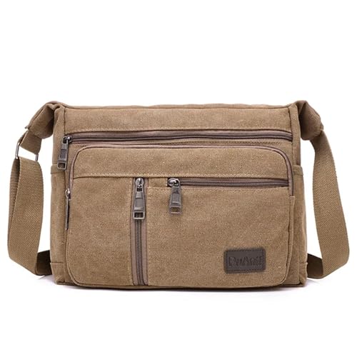 WEOKDFHA Messenger Bag Männer Vintage Leinwand Tasche Casual Umhängetasche for Messenger Mann Reise Schulter Taschen(Brown-2) von WEOKDFHA