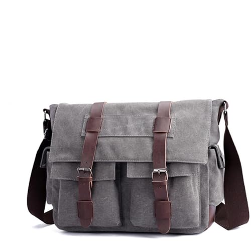 WEOKDFHA Messenger Bag Männer Vintage Leinwand Tasche Casual Umhängetasche for Messenger Mann Reise Schulter Taschen(Gray) von WEOKDFHA