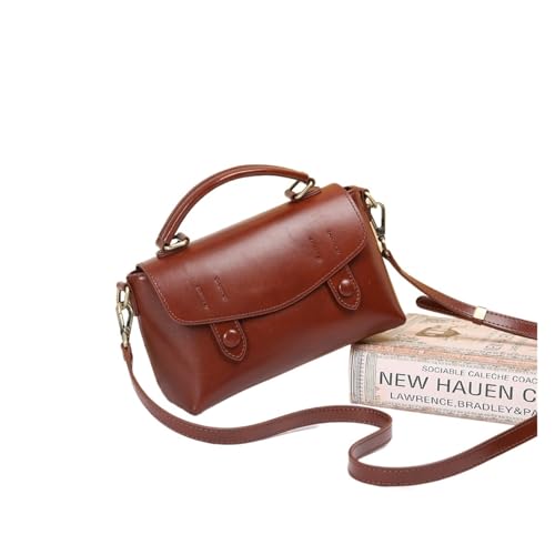 WEOKDFHA Messenger Bag Oilwax Damen-Umhängetasche aus echtem Leder, Vintage-Handtasche Rindsleder, kleine Damen-Tragetasche oder Umhängetasche(Brown) von WEOKDFHA