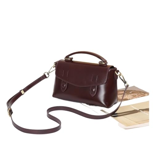 WEOKDFHA Messenger Bag Oilwax Damen-Umhängetasche aus echtem Leder, Vintage-Handtasche Rindsleder, kleine Damen-Tragetasche oder Umhängetasche(Coffee) von WEOKDFHA