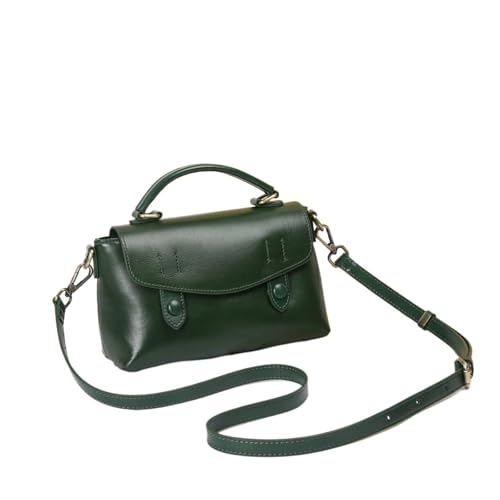 WEOKDFHA Messenger Bag Oilwax Damen-Umhängetasche aus echtem Leder, Vintage-Handtasche Rindsleder, kleine Damen-Tragetasche oder Umhängetasche(Green) von WEOKDFHA