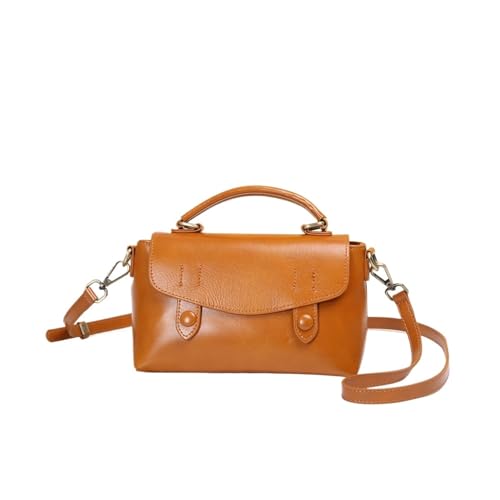 WEOKDFHA Messenger Bag Oilwax Damen-Umhängetasche aus echtem Leder, Vintage-Handtasche Rindsleder, kleine Damen-Tragetasche oder Umhängetasche(Light brown) von WEOKDFHA