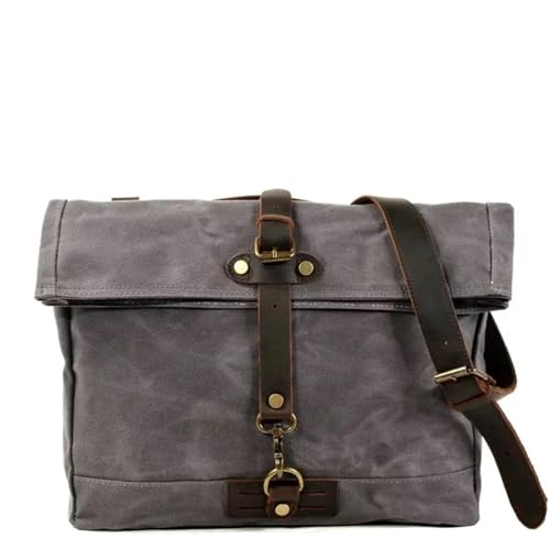 WEOKDFHA Messenger Bag Retro Leinwand Männer Messenger Tasche Laptop Bookbag Arbeit Satchel Männlich Wasserdichte Reise Outdoor Lokomotive Umhängetasche(Dark Grey) von WEOKDFHA