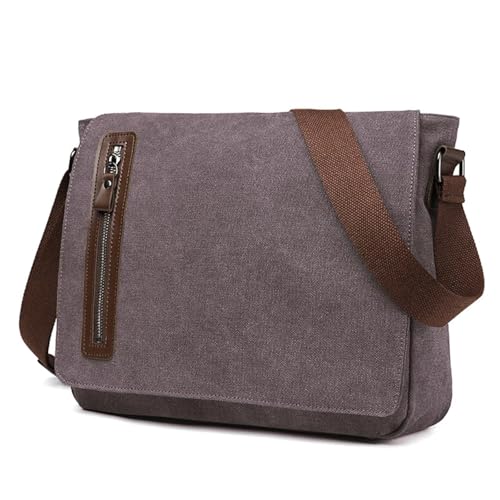 WEOKDFHA Messenger Bag Umhängetasche Männer Schulter Leinwand Business Retro Vintage Pack Casual Reise Büro Tragbare Reisetaschen(Grey) von WEOKDFHA