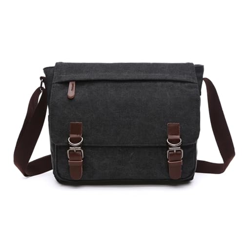 WEOKDFHA Messenger Bag Vintage Männer Leinwand Umhängetasche Business Casual Reise Schulter Tasche Laptop Umhängetaschen for Bolso Hombre Retro(Black,M) von WEOKDFHA