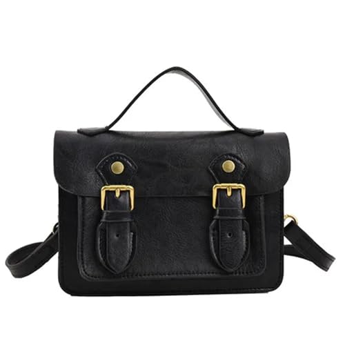 WEOKDFHA Messenger Bag Vintage Mann Umhängetasche Leder kleine quadratische lässig männliche Handtasche(Black) von WEOKDFHA