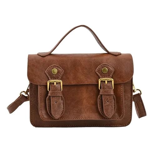 WEOKDFHA Messenger Bag Vintage Mann Umhängetasche Leder kleine quadratische lässig männliche Handtasche(Dark Brown) von WEOKDFHA