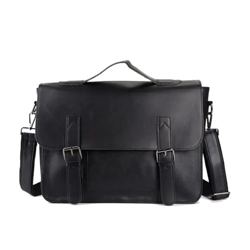 WEOKDFHA Messenger Bag Vintage Messenger Bag Herren Umhängetaschen Kunstleder Handtasche Aktentaschen Laptoptasche for(Black) von WEOKDFHA