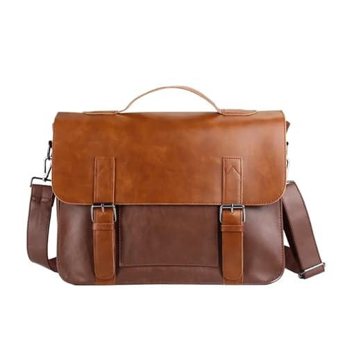 WEOKDFHA Messenger Bag Vintage Messenger Bag Herren Umhängetaschen Kunstleder Handtasche Aktentaschen Laptoptasche for(Brown) von WEOKDFHA