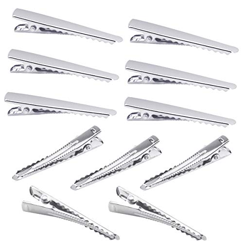100 Stück Krokodil Alligator Haarspangen 45mm Metall Alligator Zinke Clips Non Slip DIY Haarklammern für Damen und Mädchen Basteln, Silber von WEONE