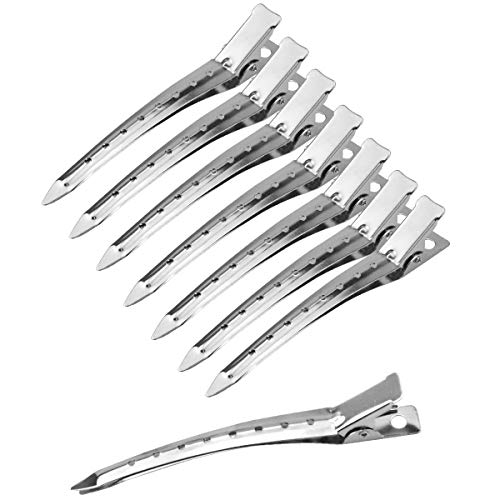 24 Stück Ente Bill Haarklammern Friseurbedarf, Metallklemmen, Combi-Clip Haarclips, Haarspangen für Mädchen Frauen, Alligator Curl Hair Clips mit Löchern, 3.3 Zoll, Silber von WEONE