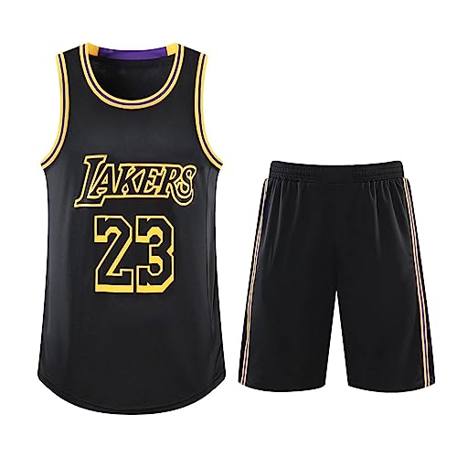 Basketball Trikot Kinder Herren Lakers Trikot Kinder Basketball Nr.24 Fans Basketball ärmellose Anzug Sportswear T-Shirt Weste + Shorts Basketball Set Basketball Shirt Herren Schwarz 4XS von WEOPLKIN