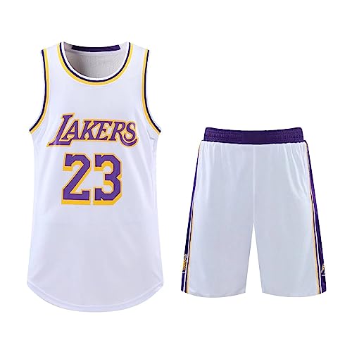 Basketball Trikot Kinder Herren Lakers Trikot Kinder Basketball Nr.24 Fans Basketball ärmellose Anzug Sportswear T-Shirt Weste + Shorts Basketball Set Lakers Shorts Damen Weiß XXL von WEOPLKIN