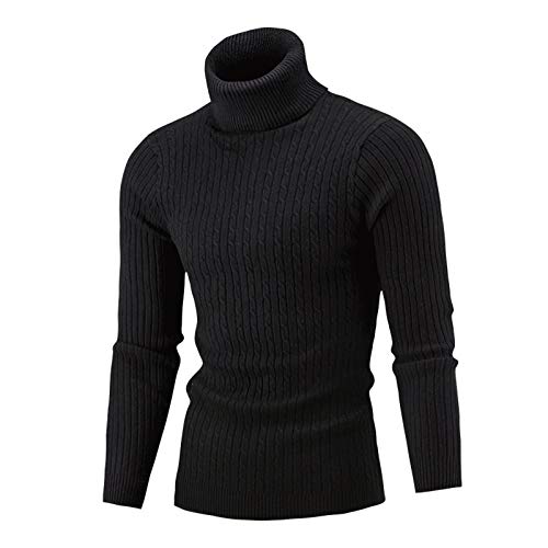 Pullover Herren Rollkragenshirt Herren Sweater Arbeits Thermo Shirt Langarm Solid Rollkragen Pullover Basic Baumwoll Rolli Pullover Herren Slim Fit Sport Tshirt Herren Schwarz M von WEOPLKIN