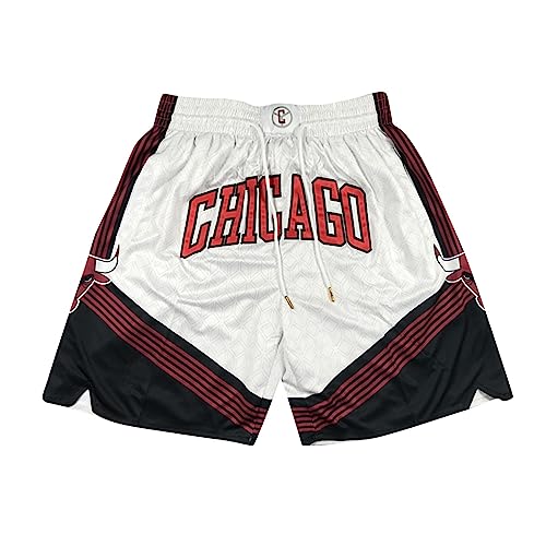 WEOPLKIN Basketball Shorts Herren NBA Shorts Basketball Shorts Jogginghose Basketball Shorts Baggy Sporthose Leichtgewicht Fans Shorts Atmungsaktive Shorts NBA-Team-Mesh-Performance-Shorts Weiß S von WEOPLKIN