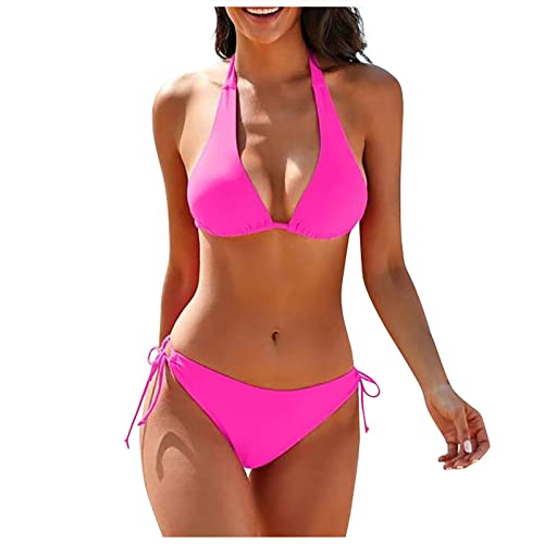WEOPLKIN Bikini Damen Set Triangel String Oberteil Bikini Tanga Bademode Riemchen-Bikini Bademode Swimsuit Zweiteiliger Badeanzug von WEOPLKIN
