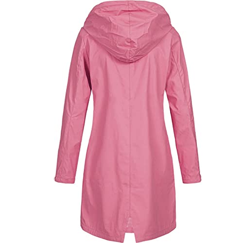 WEOPLKIN Damen-Mäntel Softshelljacke Damen Lange Übergangsjacke Wasserdicht Winddicht Softshellmantel Atmungsaktiv Wanderjacke Outdoor Mantel Oversized Hoodie Outdoor Jacken FüR Damen pink 3XL von WEOPLKIN