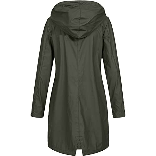 WEOPLKIN Damen-Mäntel Softshelljacke Damen Lange Übergangsjacke Wasserdicht Winddicht Softshellmantel Atmungsaktiv Wanderjacke Outdoor Mantel Oversized Hoodie Weihnachtspullover Damen Grün XL von WEOPLKIN