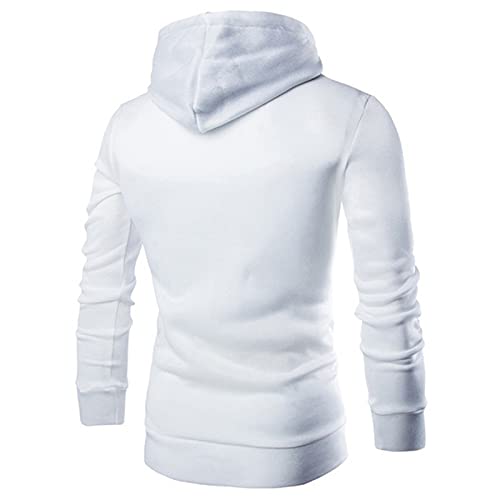 WEOPLKIN Halloween Kapuzenpullover Herren Sweatshirt Herren Motorrad Hoodie Kapuzenjacke Hoodie mit Hoch Abschließendem Kragen Sweatjacke Mit Kapuz Streetwear Fleecepullover Herren Weiß M von WEOPLKIN