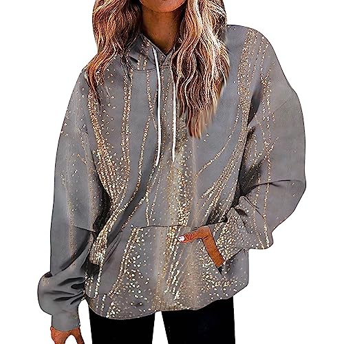 Hoodie Damen Sweatshirt Jacke Damen Mit Kapuze Pullover Couple Hoodie Pulli Langarmshirt Freizeit Sport Fitness Outdoor Casual Style Pullover Elegant Pullover Damen Winter grau XL von WEOPLKIN