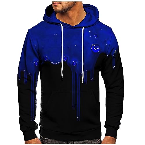 WEOPLKIN Hoodie Herren Arbeitspullover Sweatshirt Herren Kapuzenpullover Workout Kapuzenpullover mit Fitness Langarm Pullover Herren Regular Hoodie Sweatshirt Rollkragenpullover Herren blau L von WEOPLKIN