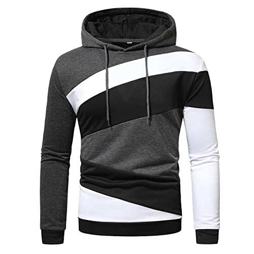 WEOPLKIN Hoodie Herren Halloween Pullover Sweatshirt Herren Unisex Hoodie Patchwork Pullover Langarm Farbblock Sweatshirt Sport Hoody Tops - Pulli Streetwear Sweatjacke Herren grau M von WEOPLKIN