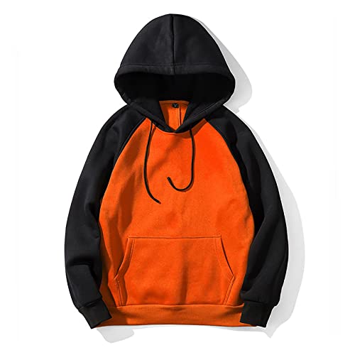 WEOPLKIN Hoodie Herren Sweatshirt Herren Halloween Basic Kapuzenpullover Unisex Pullover mit Kapuze Casual Sweatshirt Classic Farbabstimmung Hoody mit Tasche Hoodie Herren Schwarz Orange L von WEOPLKIN