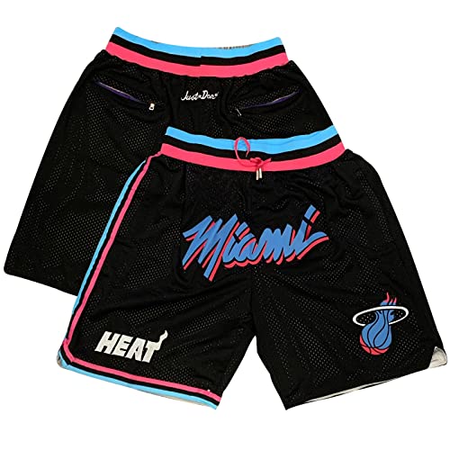 WEOPLKIN Miami Heat Shorts Basketball Shorts Herren Schnelltrocknend Fabric Casual Sportshorts Kurz Miami Heat City Edition Shorts Fitness Basketball-Shorts Miami Heat Shorts Kinder Schwarz L von WEOPLKIN