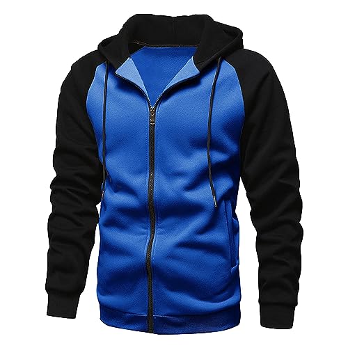 WEOPLKIN Sweatshirt Herren Zip Hoodie Sweatjacke Herren Mit Kapuze Trainingsjacke Hoodie mit Reißverschluss Kapuzenjacke Herren Sport Casual Basic Zipper Hoodie Langarmshirt Herren blau XXL von WEOPLKIN